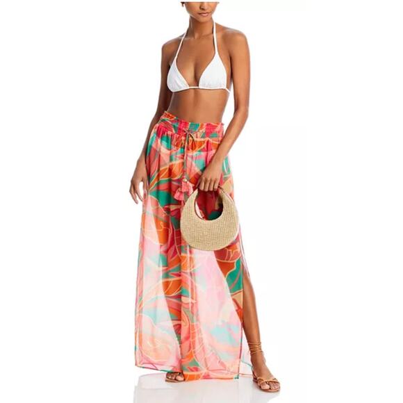 Ramy Brook Other - NWT Ramy Brook Haley Tropical Wide Leg Cover Up Pants M Poolside Glam Resortwear